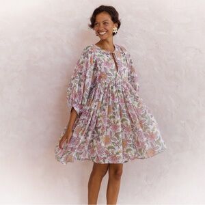 Daughters of India Kyra Mini Dress in Fuchsia Bloom size Large